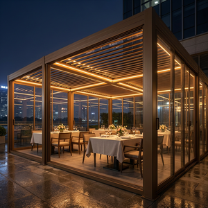 <span class=keywords><strong>Pergola</strong></span> modulaire en aluminium de qualité commerciale avec une conception à grande portée pour restaurant en plein air, café et terrasse de bar sur le toit - Product Image 1