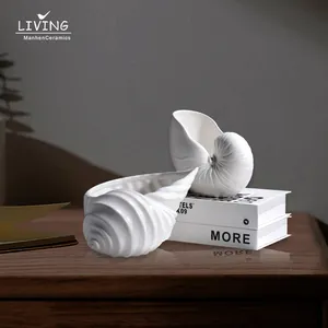 Đồ Trang Trí Để Bàn Mini Chất Lượng Cao Đồ Trang Trí Bàn Bằng Gốm Hình Vỏ Sò Màu Trắng Bắc Âu Trang Trí Nhà Cửa