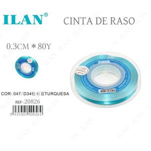 Nastro in Raso ILAN 0,3 Cm 80 Iarde Turchese per Decorazioni Natalizie - Product Image 1