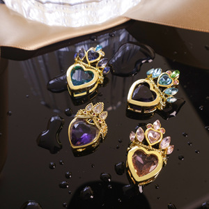 Mode femmes couronne multicolore creux <span class=keywords><strong>coeur</strong></span> Zircon pendentif pêche <span class=keywords><strong>coeur</strong></span> collier femme - Product Image 3