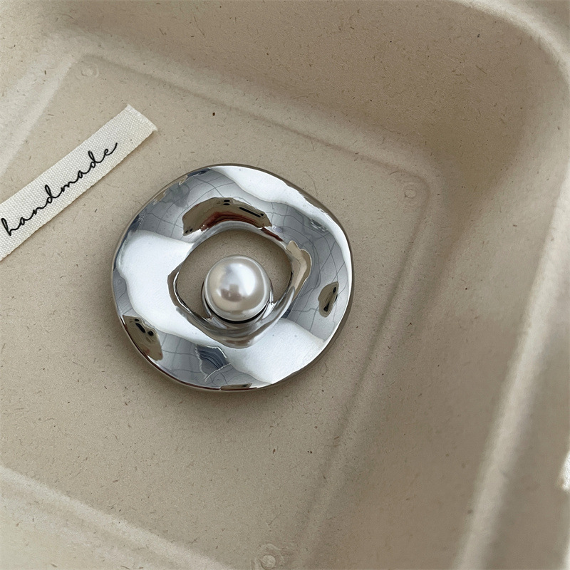 Broche argent 1 perle-5cm