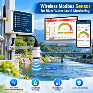 เซ็นเซอร์วัดระดับน้ำแบบอัลตราโซนิกไร้สาย Modbus สำหรับการตรวจสอบแม่น้ำ การส่งข้อมูลแบบเรียลไทม์ - Product Image 1