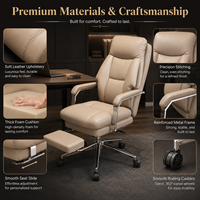 Chaise de bureau en cuir à dossier haut avec repose-pieds rétractable, chaise de patron pivotante inclinable, réglable en hauteur pour la maison et le bureau