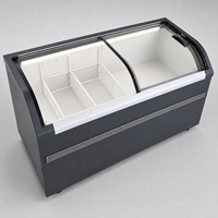 Congélateur coffre commercial HiKitchen avec couvercle coulissant incurvé en verre Low-E, tubes en cuivre haute densité, éclairage LED économe en énergie, 220V