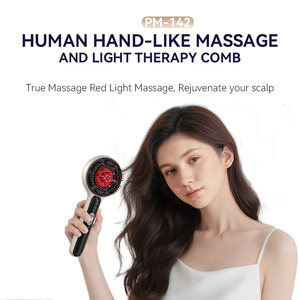 Oem Smart <b>Mini</b> Electric Red Led Light Head Hair Infrared EMS Scalp Massage Brush Oil Applicator Comb with <b>Vibrating</b> Function - Product Image 5