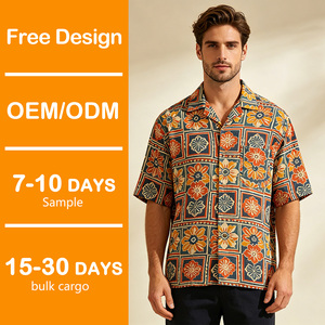 เสื้อเชิ้ตอโลฮ่าลายต้นปาล์มสำหรับผู้ชายแบบ OEM สั่งทำพิเศษ ระบายอากาศได้ดี ไซส์<span class=keywords><strong>ใหญ่</strong></span>พิเศษ คอปกแคมป์ แขนสั้น เหมาะสำหรับใส่ไปเที่ยวพักผ่อน - Product Image 1