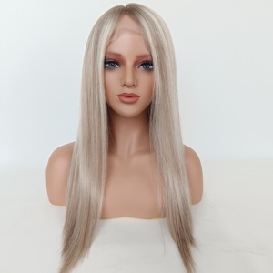 Wig Medis Rambut Asli Manusia 100% Grosir Pabrik, HD Lace Front Tanpa Lem, Silk Base, Ukuran Rata-Rata, Warna Pirang Abu - Product Image 2