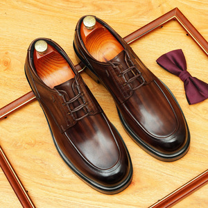 Chaussures de bureau pour hommes de grande taille de haute qualité, à bout fermé, à lacets, légères, antidérapantes, respirantes, en cuir véritable, pour affaires, mariage, automne - Product Image 1