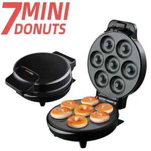 7 Doughnuts Mini Donut Maker Machine for Kid-Friendly Breakfast, Snacks Desserts & More with Non stick Surface