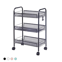 Chariot de rangement métallique à 3 ou 4 niveaux avec roulettes, chariot utilitaire en maille multicolore pour la cuisine, la salle de bain, le bureau, la maison