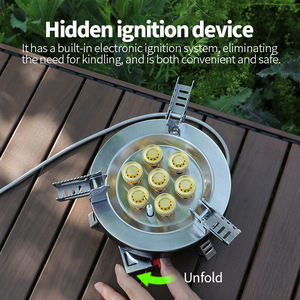 BRS-207(203) Fornello a Gas da Campeggio a Sette Stelle e 3 Fuochi, Fornello da Cucina Portatile Pieghevole, Bruciatore a Gas a <span class=keywords><strong>Fuoco</strong></span> Intenso da Viaggio - Product Image 6