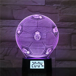 FC football forme 3d led illusion lumière refroidissement capteur intelligent <span class=keywords><strong>chevet</strong></span> veilleuse temps réveil <span class=keywords><strong>lampe</strong></span> pour garçons - Product Image 2