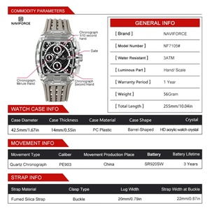 NAVIFORCE Men Watch Sport Top Brand Chronograph Date Original Wristwatch Silicone Strap Quartz Male <b>Clock</b> 7105 - Product Image 2