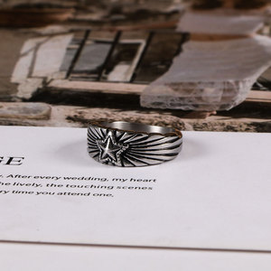 Retro Titanium Steel Five Pointed Star <b>Ring</b> Unisex Fashion Jewelry Gift Accessory SA961 - Product Image 4