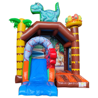 Parc de jeux gonflable à thème indigène Tiki Land avec toboggan, château gonflable, combo de château sauteur et moonwalk