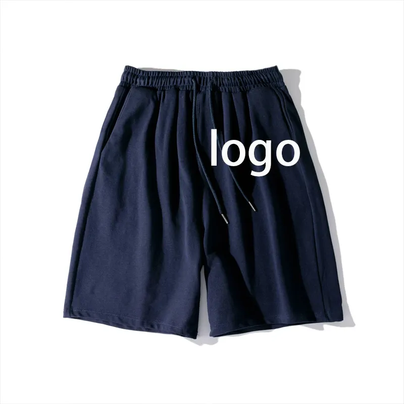 Shorts de surf masculino de cor sólida, calças de banho de nylon com logotipo personalizável, shorts de ginástica bege claro tamanho grande