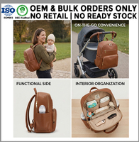 Sac à langer en cuir PU imperméable grande capacité, fabrication OEM/ODM en marque blanche, sac à dos de soins pour bébé, fabricant en gros sur mesure
