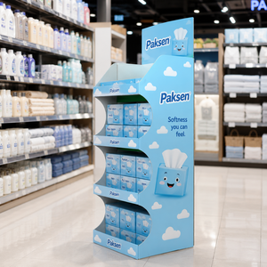 Exhibidor de Papel para Pañuelos y Productos del Hogar, Estante Corrugado Resistente para Comercios y Hipermercados - Product Image 1