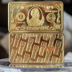 Pirinç gravür 1 oz 999 ince pirinç külçe $1000 abd para dolar fatura çubukları B45B - Product Image 3