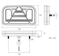 Feu arrière combiné à LED ECE EMC 6 fonctions avec réflecteur triangulaire, clignotant dynamique, feu stop, marche arrière et feu antibrouillard pour camion et remorque