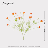 Fleurs artificielles en soie réaliste de 56 cm, bouquet de coquelicots artificiels, mini-buisson de coquelicot de Californie fait à la main
