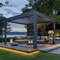 Pavillon de jardin en aluminium robuste avec toit rigide et moustiquaire pour cuisine extérieure, barbecue, fête, patio, cour arrière