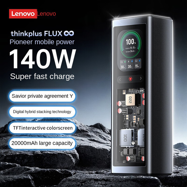 ThinkPlus 140W 20000mAh Fast Charging Slim Portable Power Bank for Outdoor & Hotel Use Electric