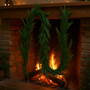 Guirnalda Navideña Artificial de 9 Pies, Estilo Norfolk, Decoración Verde Artificial para Chimeneas, Montaje en Pared, Estilo Tradicional - Product Image 2