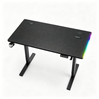 Meja Gaming RGB Berdiri dengan Permukaan Serat Karbon dan Lampu LED untuk PC