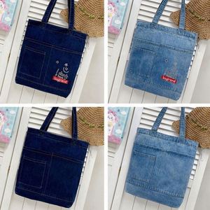 Sac en jean personnalisé avec logo, design simple, sac fourre-tout pour le shopping, sac à main tendance en jean pour femmes - Product Image 3