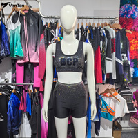 Shorts de sport pour la danse imprimés par sublimation, conception personnalisée, ensemble de hauts courts en maille à manches longues