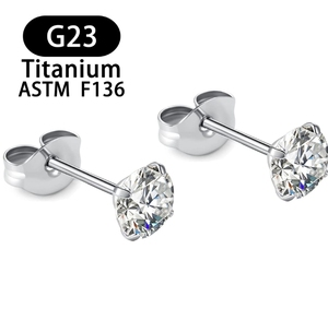 ต่างหูไทเทเนียม F136 ASTM แบบหมุดเกลียวเจาะไปข้างหน้าต่างหูสตั๊ดกลม - Product Image 2