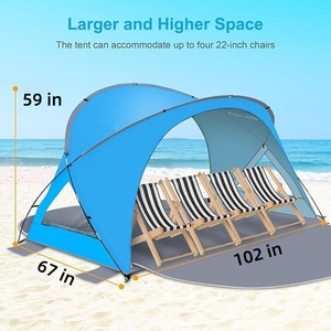 Tente de plage extérieure sur mesure 102x67x59 pouces, grande tente de plage, UV50+, 4 personnes, tente automatique pop-up, protection solaire, camping, tentes de plage - Product Image 2