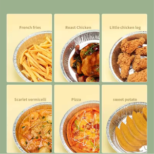 सस्ता 251*39 मिमी एल्यूमीनियम डिस्पोजेबल फूड ग्रेड 1200 मिली क्षमता प्लास्टिक ढक्कन खाना पकाने ट्रे 10 इंच एयर फ्रायर फॉइल पैन कंटेनर - Product Image 5