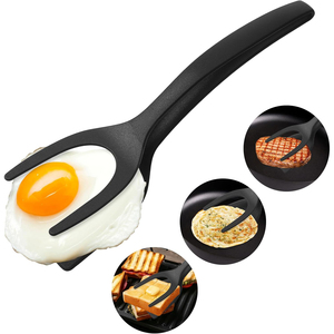 Utensilio de Cocina 2 en 1 Ecológico de Silicona con Colores Variados, Pinzas y Espátula para Cocinar Bistecs, Huevos y Panqueques en Casa - Product Image 1
