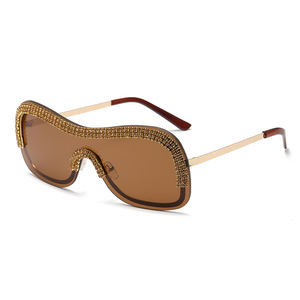 Luxury Oversized Y2K Sunglasses <strong>Women</strong> Metal Rimless Vintage Silver Punk Style Sun Glasses Big Rhinestone Shades Black Pink Gray
