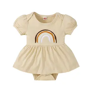 Summer baby jumpsuit baby pure cotton rainbow climbing suit