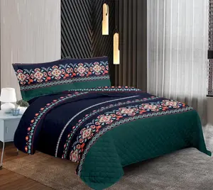 रोमांटिक डिजाइन शैली microfibre मुद्रित जाजम सेट रजाई बिस्तर चादरें 100% पॉलिएस्टर 3-टुकड़ा रजाई चद्दर