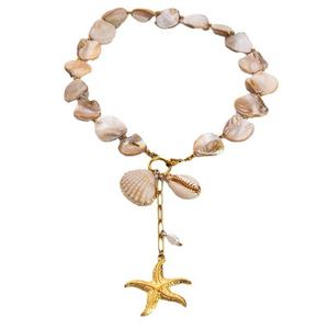 Collar y Pulsera de Acero Inoxidable con Baño de Oro PVD de 18K, Diseño de Estrella de Mar Grande y Concha, Joyería para Vacaciones de Verano en la Playa - Product Image 2