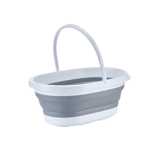 Grey PP Portable Rectangular Handy cleaning mop washing Foldable Collapsible Storage Basket Folding bucket with Handle
