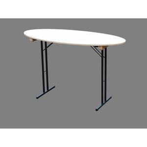 Tavolo Alto Longline Ellipse 180x80x110 cm, Betulla/Olmo, Acciaio - Product Image 1