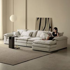 Sofá en Forma de <span class=keywords><strong>L</strong></span> de Diseño Moderno y Creativo de Lujo, Sofá de Salón Color Crema con Área de Descanso, Conjunto de Sofá Esquinero en Forma de <span class=keywords><strong>L</strong></span> para el Hogar - Product Image 3