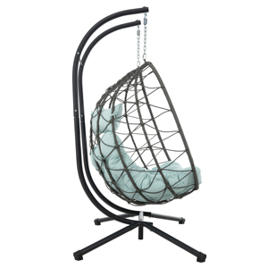 Modern Outdoor Patio Double Egg Swing Chair Cushions <b>Wicker</b> Rattan Hanging Hammock Stand Pillows Garden Balcony Porch Durable - Product Image 4