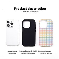 Coque de téléphone à motif à carreaux colorés pour 17 Pro avec recharge sans fil, couverture intégrale, antichoc, anti-traces de doigts