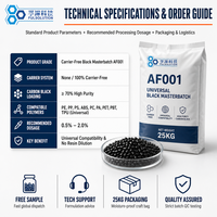 AF001 Masterbatch noir sans support, à forte teneur en noir de carbone, pour PE, PP, ABS, PC, PA, PET, PBT, TPU