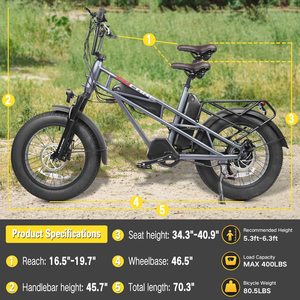 Vélo de montagne pour hommes adultes avec batterie 48V, suspension avant, pneus larges, freins à disque - Product Image 2