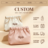 Pochette mini en cuir PU rose avec logo personnalisé, petite trousse de toilette de voyage, sac à cosmétiques, sac à maquillage, vente en gros, prix direct d'usine OEM