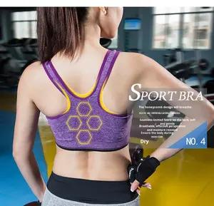 Soutien-gorge de sport antichoc pour femme avec fermeture éclair frontale, sans armatures, respirant, pour la course et le fitness, vente en gros - Product Image 2