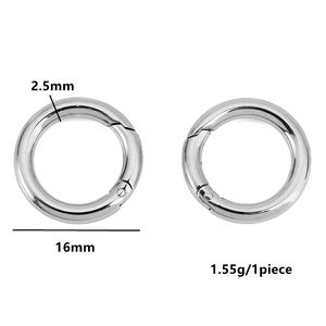 Anillo de resorte redondo de acero inoxidable de 16 mm y 2,5 mm de grosor, eslabón fuerte para llavero de bolso, herrajes para bricolaje - Product Image 1