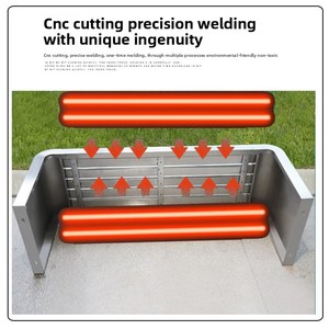 Banco de parque moderno al aire libre para patio, taburete de descanso para zona de fumadores larga, silla de fila de tocador de <span class=keywords><strong>baño</strong></span> de acero inoxidable, Metal duradero - Product Image 3